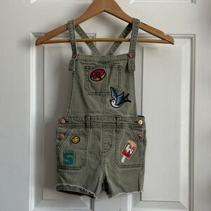 Cat & Jack Green Overalls with Colorful Patches